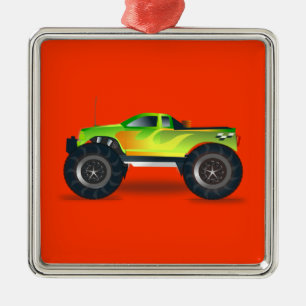 Monster Truck - Green Metalen Ornament
