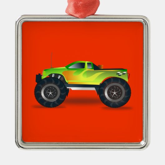 Monster Truck - Groen Metalen Ornament (Voorkant)