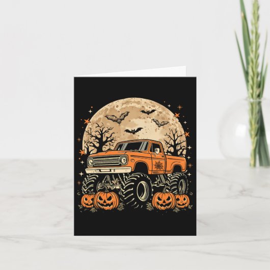 Monster Truck Halloween Jack O Lantern Moon Pumpki Kaart (Voorkant)