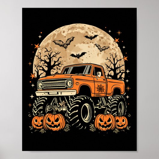 Monster Truck Halloween Jack O Lantern Moon Pumpki Poster (Voorkant)