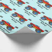 Monster Truck Happy Birthday Name Cadeaupapier (Hoek)