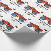 Monster Truck Happy Birthday Name Cadeaupapier (Hoek)