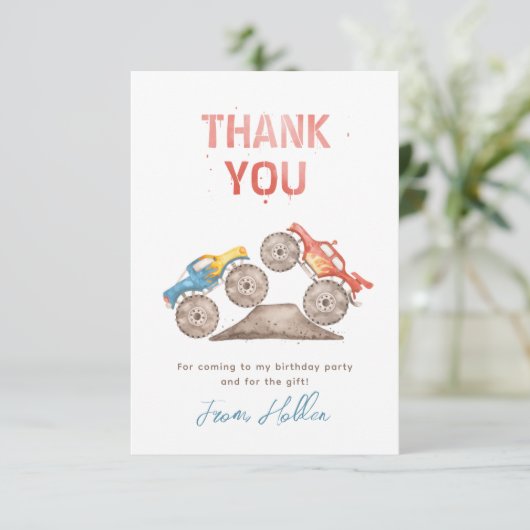 Monster Truck Hartelijk dank | Vrachtpartij Bedankkaart (Staand voorkant)