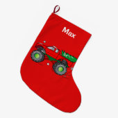Monster Truck Hauling met kerstboom: Grote Kerstsok (Voorkant (Hangend))