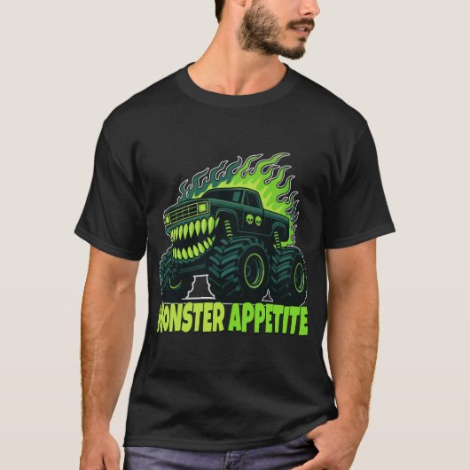 Monster Truck Horror Flame - Aggressive Creature T-shirt (Voorkant)