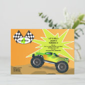 Monster Truck Invitation Kaart (Staand voorkant)