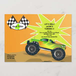 Monster Truck Invitation Kaart