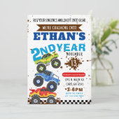 Monster Truck Invitation Monster Truck Birthday Kaart (Staand voorkant)
