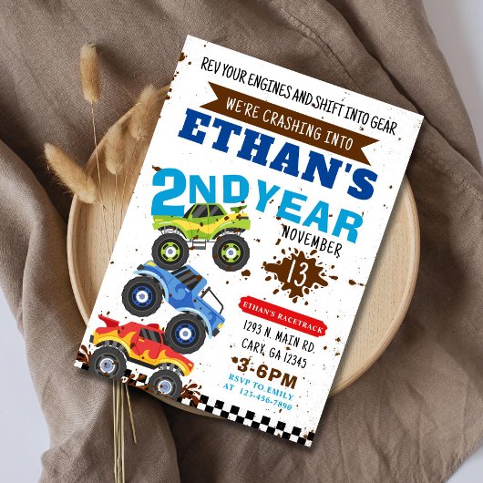Monster Truck Invitation Monster Truck Birthday Kaart