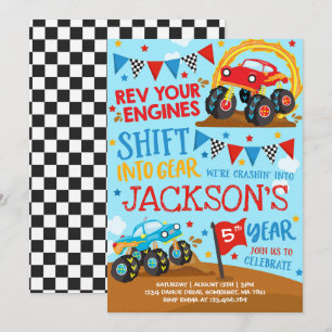Monster Truck Invitation Monster Truck Birthday Kaart
