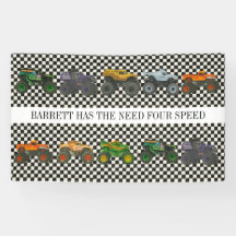 Monster Truck Jam Rally Verjaardag Vinyl Banner