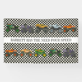 Monster Truck Jam Rally Verjaardag Vinyl Banner