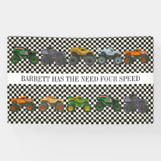 Monster Truck Jam Rally Verjaardag Vinyl Banner