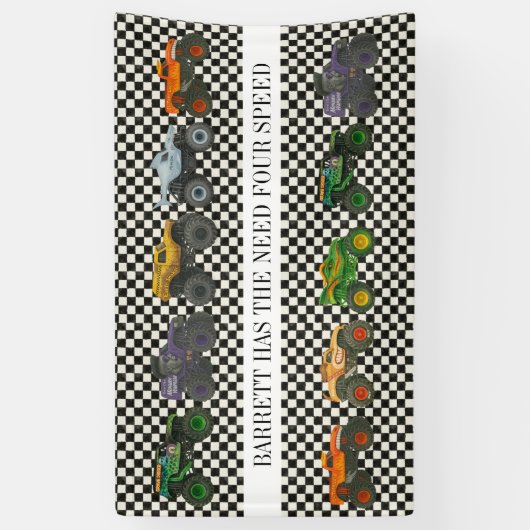 Monster Truck Jam Rally Verjaardag Vinyl Banner (Verticaal)