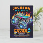 Monster Truck Jongen 5e Verjaardagsfeestje Kaart (Staand voorkant)