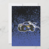 Monster Truck Jongen Blauw Uitnodiging (Achterkant)
