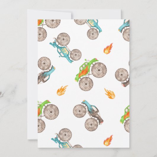 Monster Truck Jongen Twee Snelle 2e Verjaardagsfee Kaart (Achterkant)