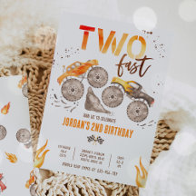 Monster Truck Jongen Twee Snelle 2e Verjaardagsfee