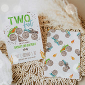 Monster Truck Jongen Twee Snelle 2e Verjaardagsfee Kaart