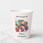 Monster Truck jongen Verjaardag Papieren Bekers (Achterkant)