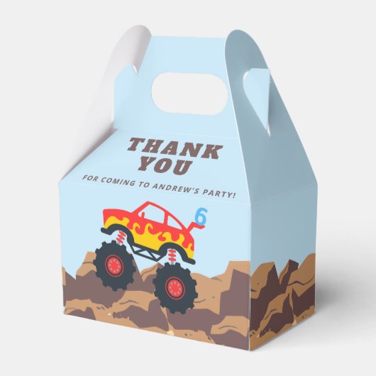 Monster Truck Jongen Verjaardagsfeestje Bedankdoosjes (Voorkant Zijde)