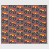 Monster Truck Jongen Verjaardagsfeestje Cadeaupapier (Vlak)