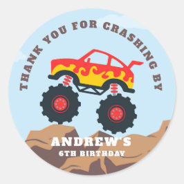 Monster Truck Jongen Verjaardagsfeestje Ronde Sticker