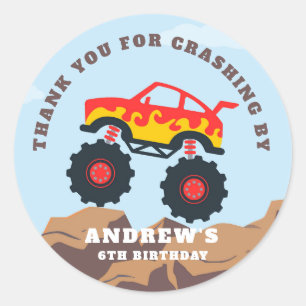 Monster Truck Jongen Verjaardagsfeestje Ronde Sticker