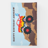 Monster Truck Jongen Verjaardagsfeestje Spandoek (Verticaal)
