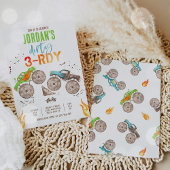 Monster Truck Jongen Vies 3-Rdy 3e Verjaardagsfees Kaart