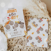 Monster Truck Jongen Vies 3-Rdy 3e Verjaardagsfees Kaart