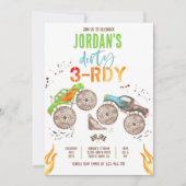 Monster Truck Jongen Vies 3-Rdy 3e Verjaardagsfees Kaart (Voorkant)