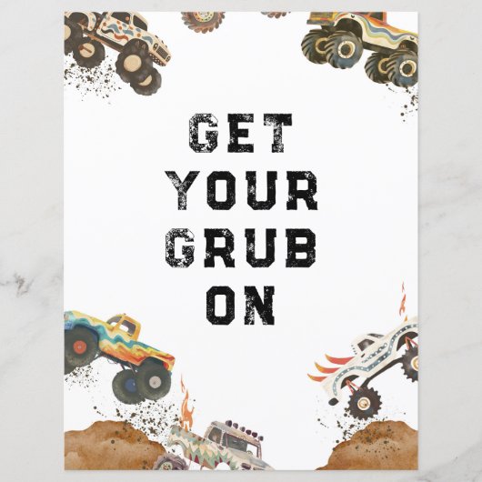 Monster Truck Jongens Verjaardag Eten Gift Tafel T (Voorkant)