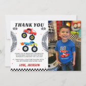 Monster Truck Jongens Verjaardag Foto Bedankt Kaar (Voorkant)