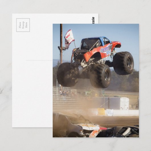 Monster Truck Jumping Briefkaart (Voorkant / Achterkant)