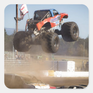Monster Truck Jumping Vierkante Sticker