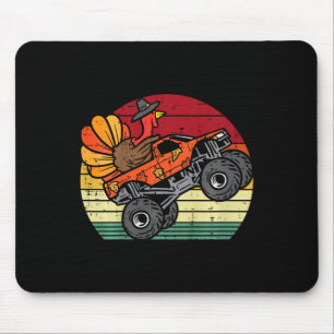 Monster Truck Kalkoen Zonsondergang Retro Thanksgi Muismat