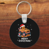 Monster Truck Kerstman Fun Kerstmis Sleutelhanger (Voorkant)
