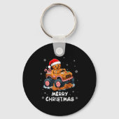 Monster Truck Kerstman Funny Prettig Kerstmis Sleutelhanger (Voorkant)