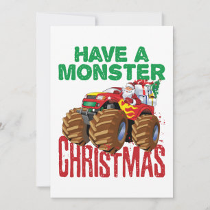 Monster Truck Kerstman Kerst Jongens Peuters Feestdagenkaart