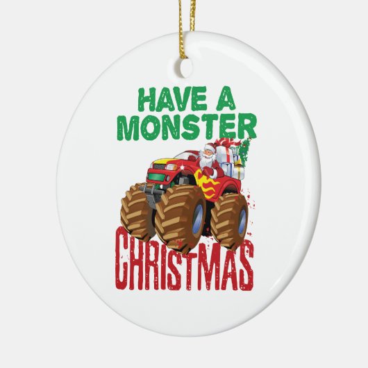 Monster Truck Kerstman Sinterklaas Jongens Peuters Keramisch Ornament (Links)