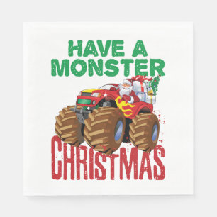 Monster Truck Kerstman Sinterklaas Jongens Peuters Servet