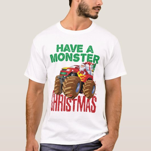 Monster Truck Kerstman Sinterklaas Jongens Peuters T-shirt (Voorkant)