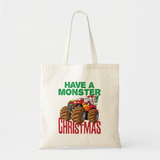 Monster Truck Kerstman Sinterklaas Jongens Peuters Tote Bag (Voorkant)