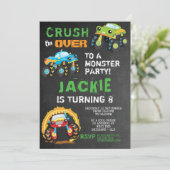 Monster Truck Kids Birthday Party Kaart (Staand voorkant)
