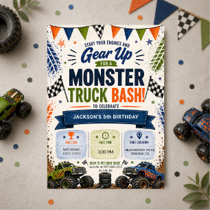 Monster Truck Kids Jongens Verjaardag Kaart