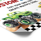 Monster Truck Kids Verjaardag Feest Tafel Teken Poster (Hoek)
