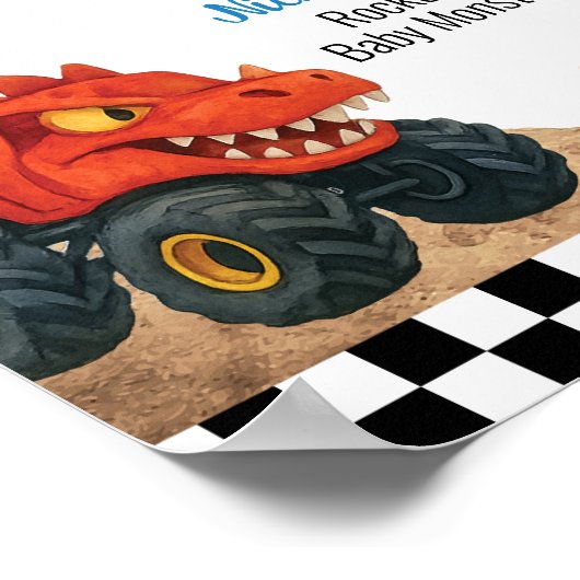 Monster Truck Kids Verjaardagsfeest Milestone Post Poster (Hoek)