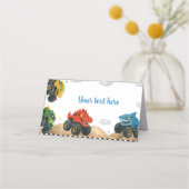 Monster Truck Kids Verjaardagsfeestje Voedsel Tent Plaatskaartje (Voorkant)