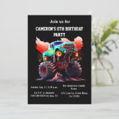 Monster Truck Kids Verjaardagsfeestuitnodiging Kaart (Staand voorkant)